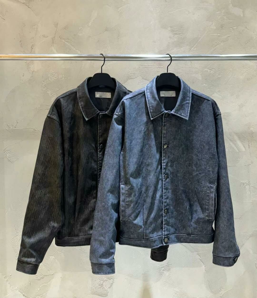 反領膠面開胸外套 JK2537