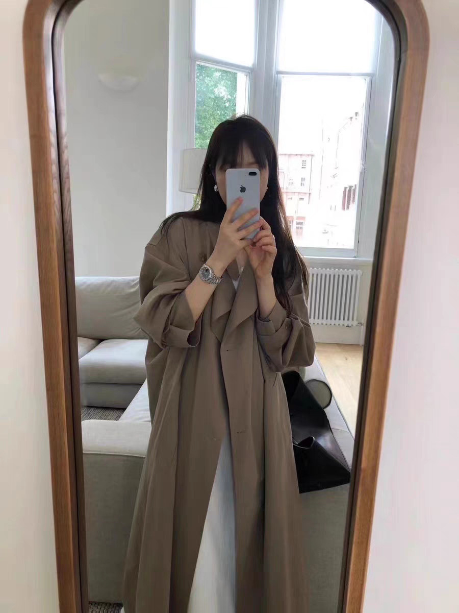 Ounce - 復古翻領大氣簡約長版風衣外套