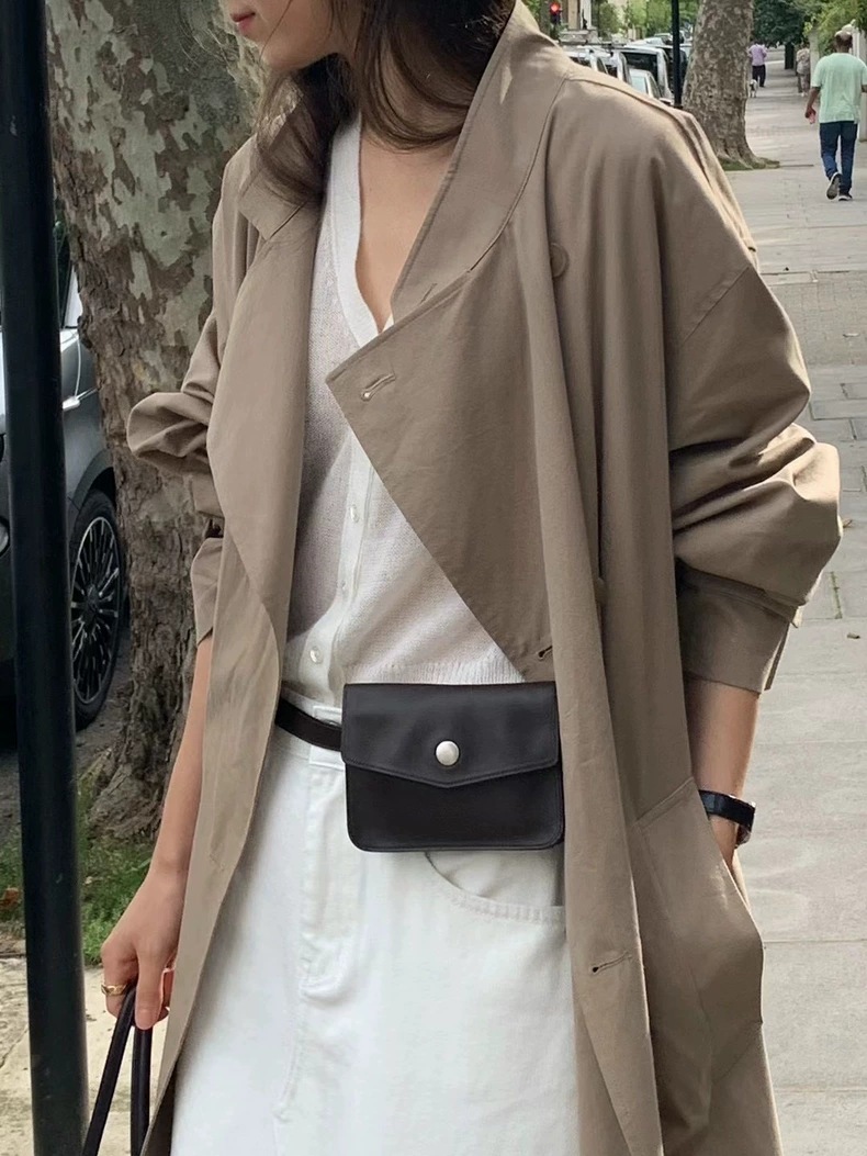 Ounce - 復古翻領大氣簡約長版風衣外套