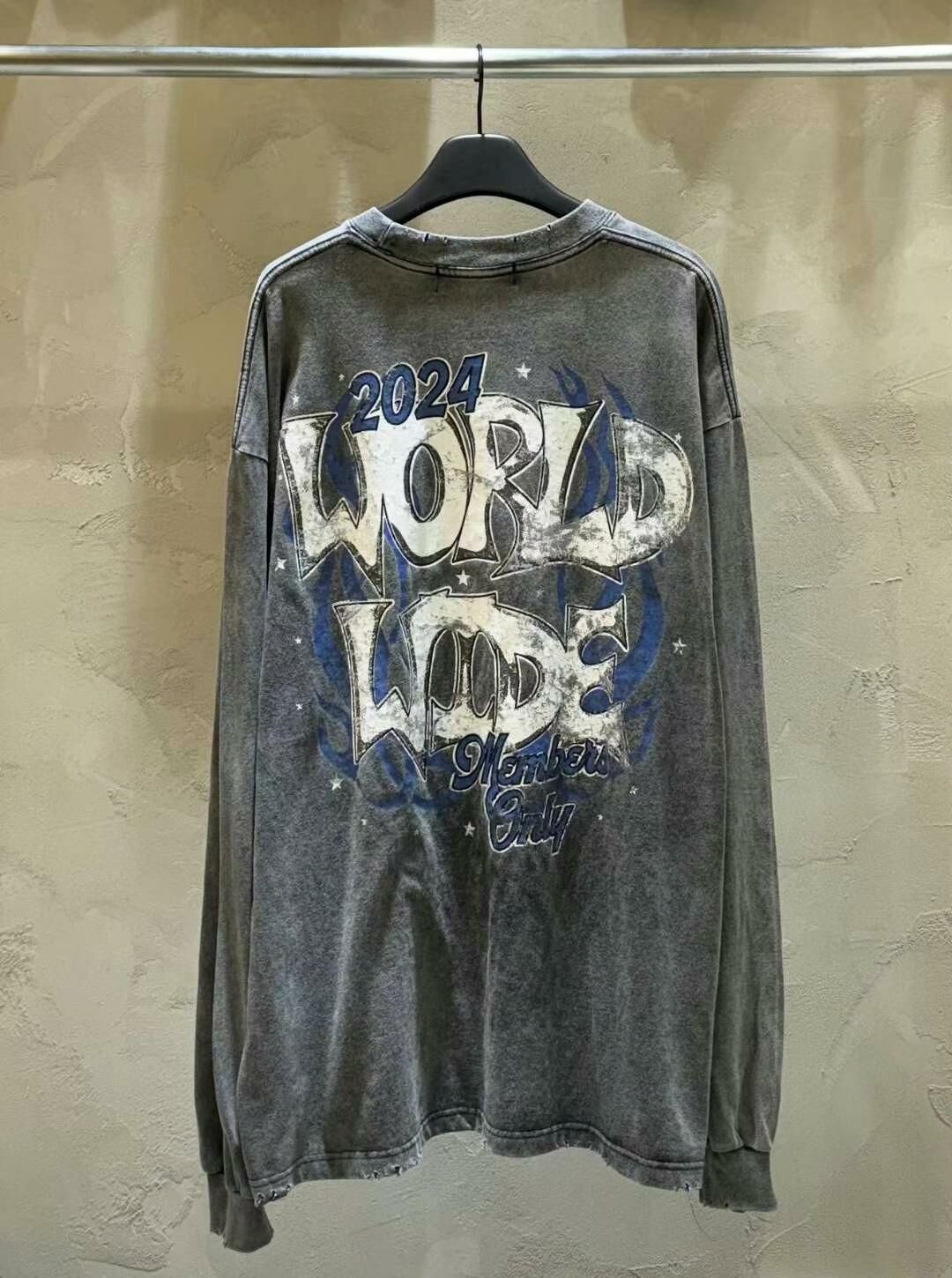 OverSize洗水英文字圖案長袖衫 T5600