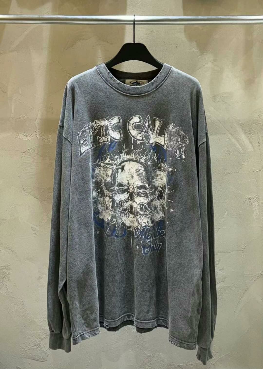 OverSize洗水英文字圖案長袖衫 T5600