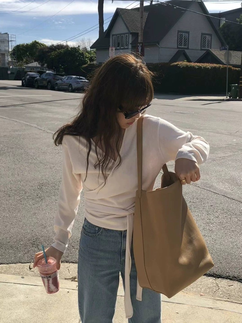 Ounce - 薄透性感氣質V領一片式系帶針織上衣(兩色)