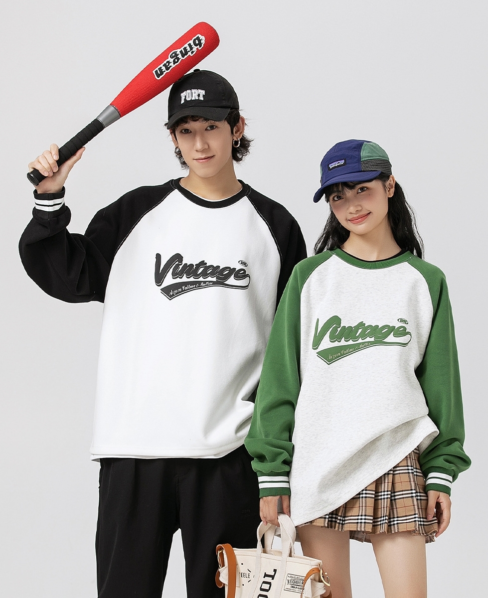 10M12 美式風落肩撞色款大學TEE 兩色