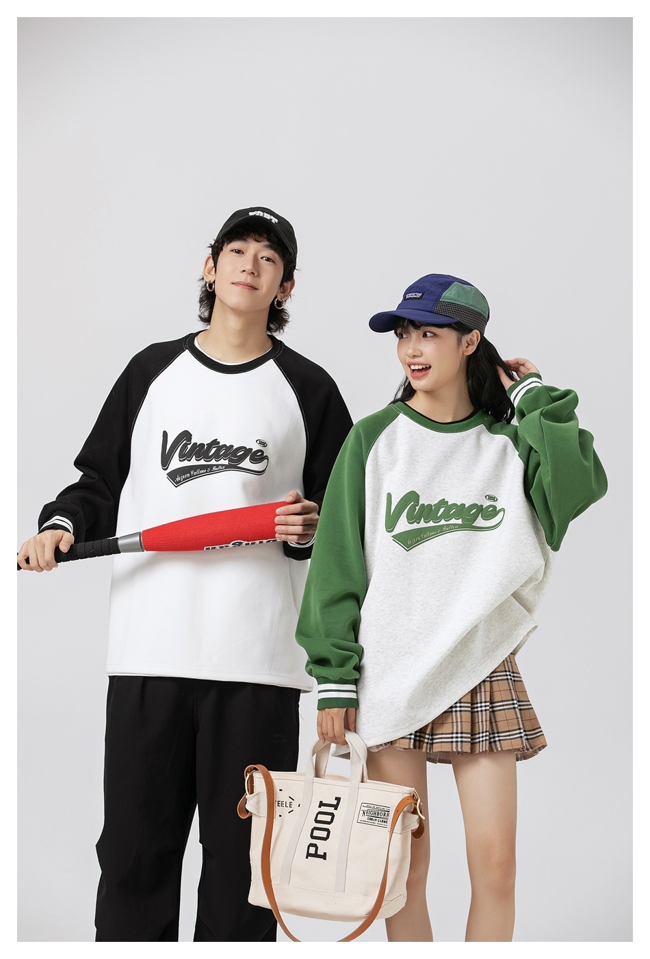 10M12 美式風落肩撞色款大學TEE 兩色