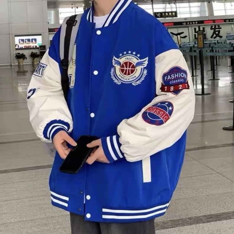 美式字母刺繡棒球外套