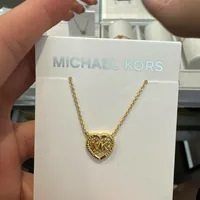[US] MICHAEL KORS MKJC0003A710 MK BLING BLING HEART PENDANT NECKLACE,GOLD, 796483654563 (SMK1036)