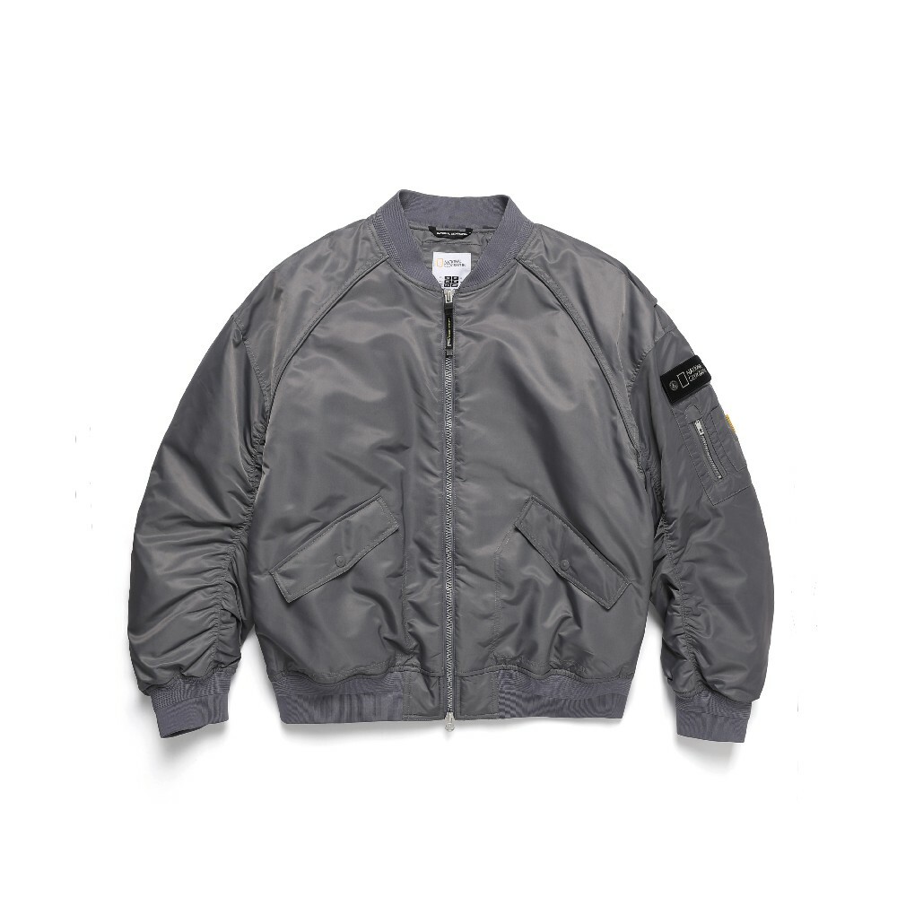 Men's Padded Bomber Jacket - STONE GREY