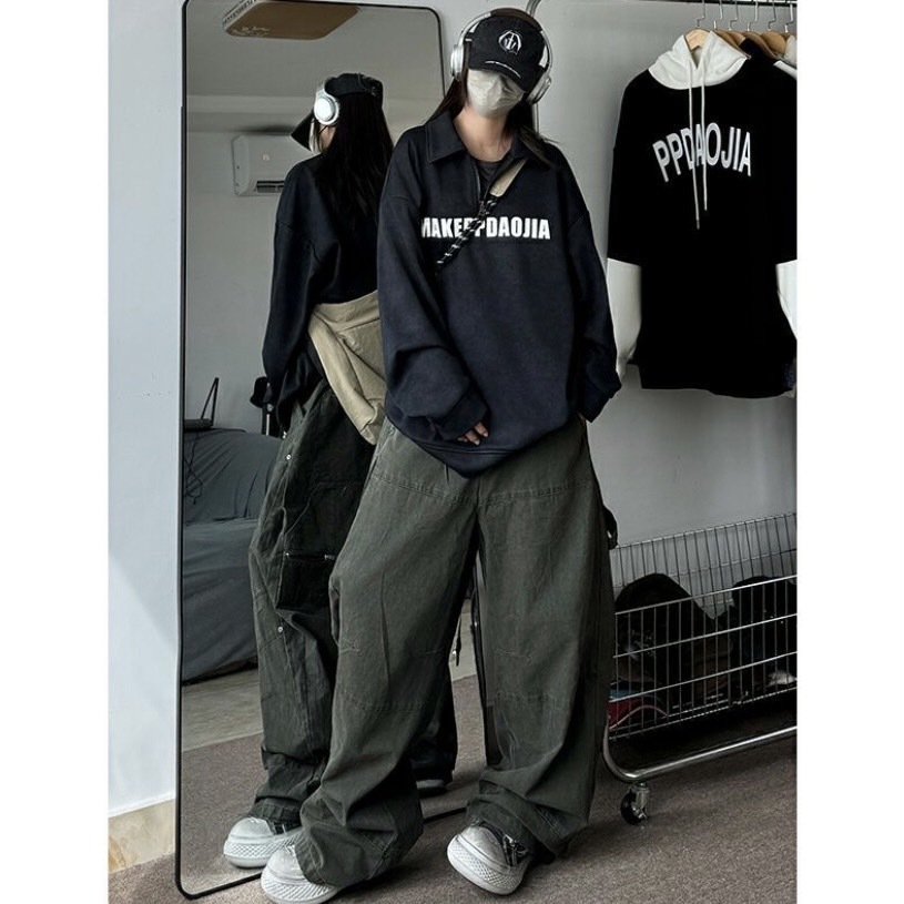 半拉鍊扎染POLO領衛衣