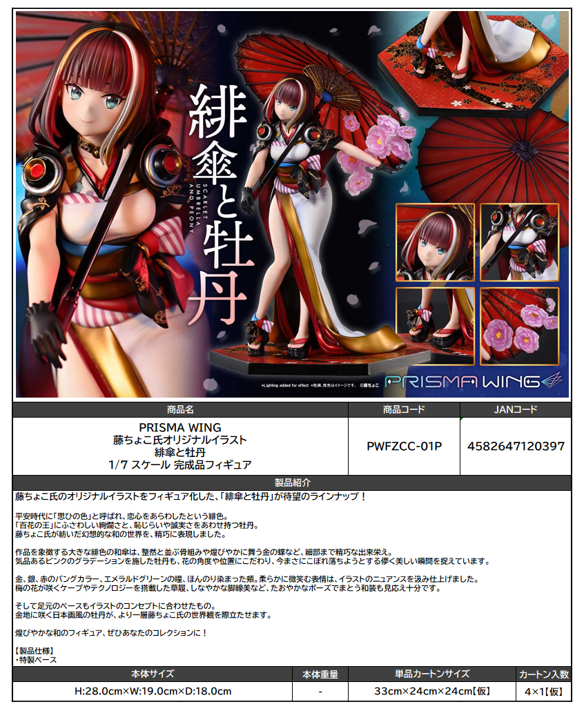 「ACG.GO」「預購」日版 PRISMA WING 藤ちょこ氏 illustration 緋傘と牡丹 1/7 Scale Figure 一般版/DX版