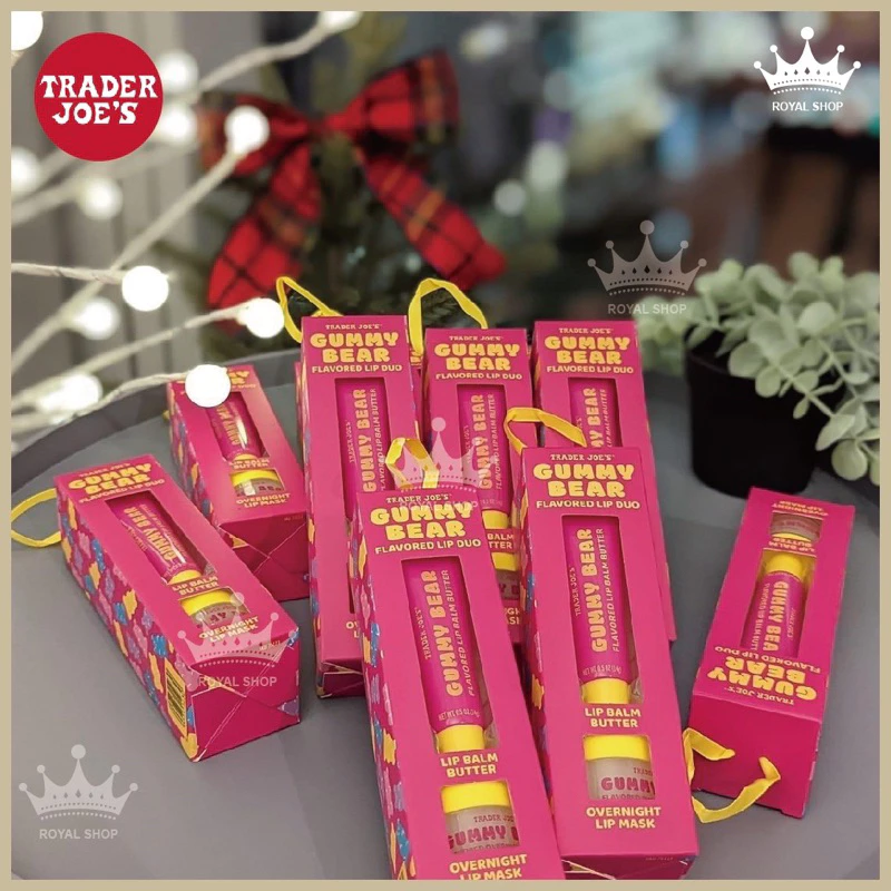 【現貨不必等】★快速出貨★ Trader Joe's｜ ✪必買✪ 🎉有機保濕護唇膏禮盒組🧸小熊軟糖潤唇膏＋ 夜間唇膜