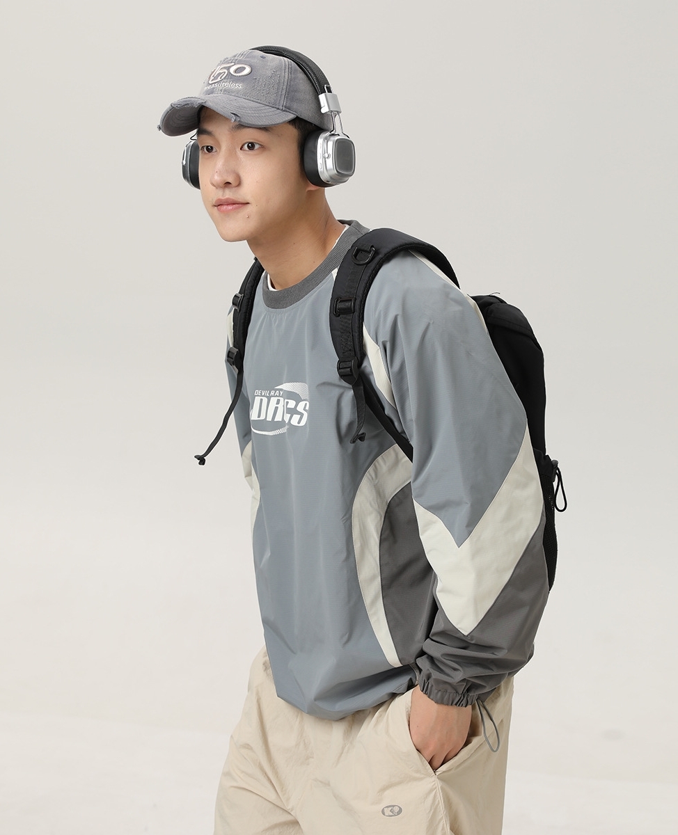 10M10 美式潮流感撞色印花上衣 一色