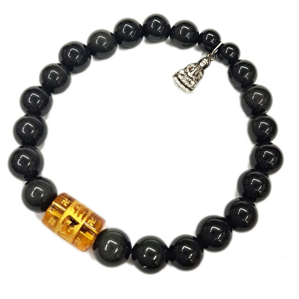 觀音925銀+黑曜岩手珠8mm【十方】140021