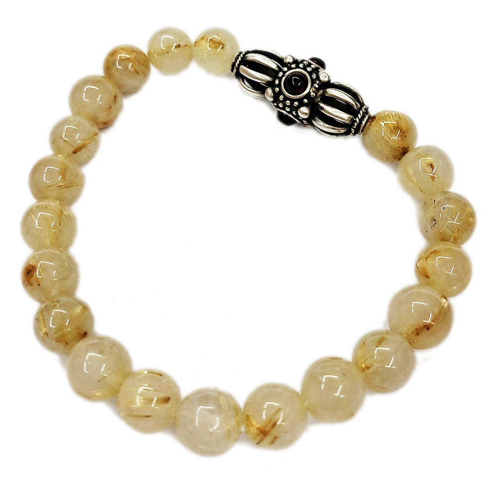 金剛杵925純銀+鈦晶手珠9mm【十方】147807