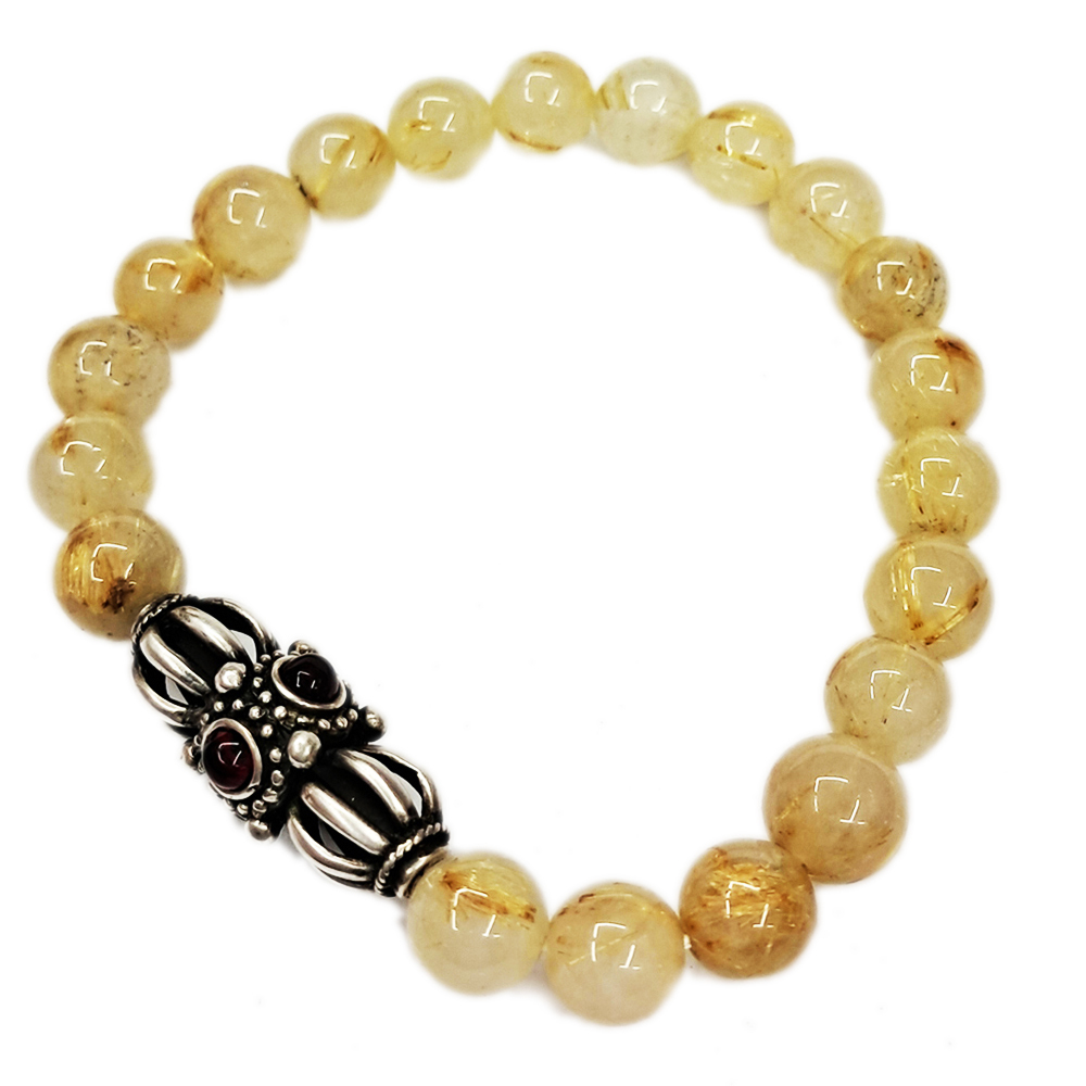 金剛杵925純銀+鈦晶手珠9mm【十方】147807