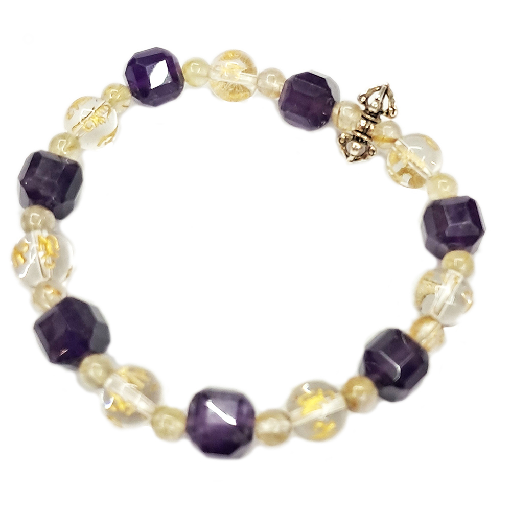 金剛杵&六字真言&紫晶{方形}手珠8mm【十方】153509