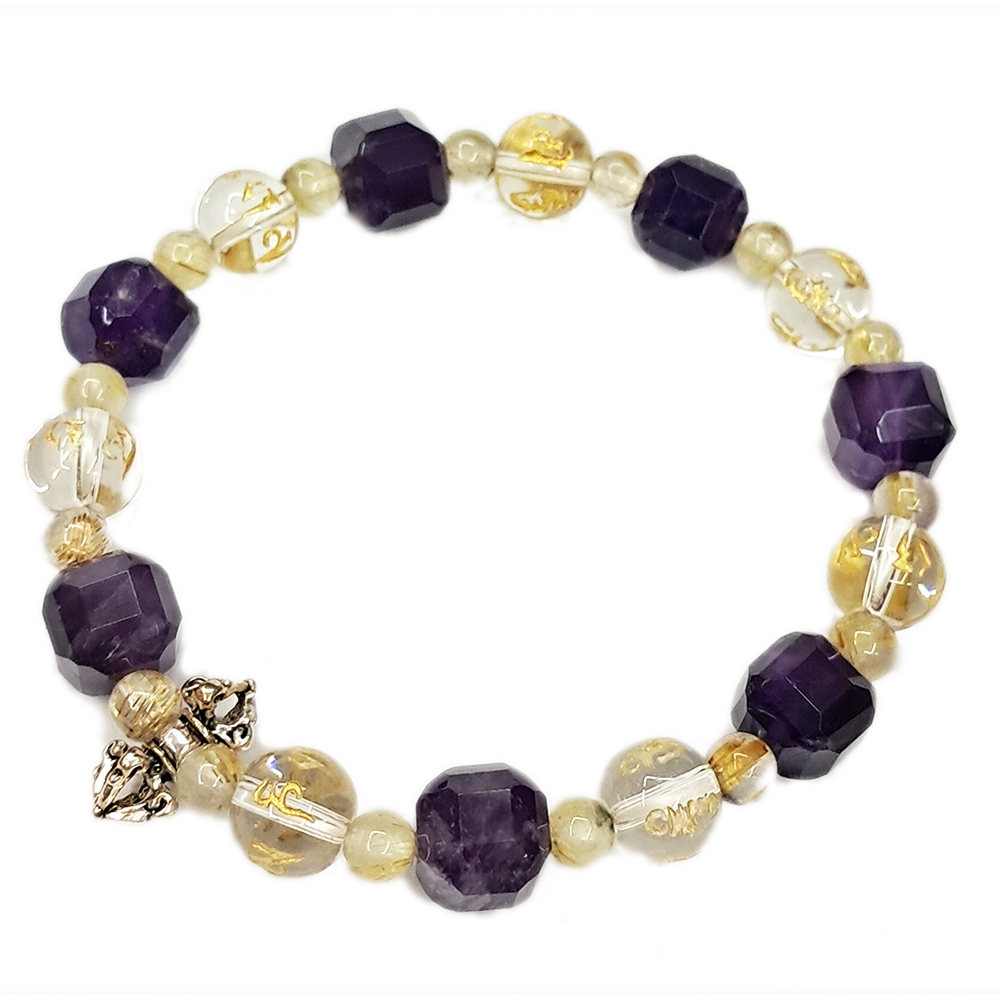 金剛杵&六字真言&紫晶{方形}手珠8mm【十方】153509