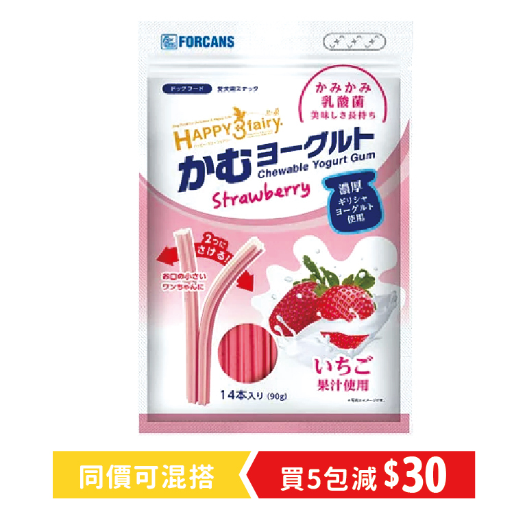 Forcans Happy 3 Fairy|乳酸菌潔齒棒-士多啤梨14本入 (FCS-5429)