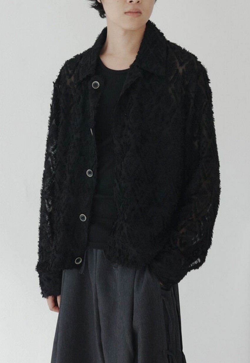 淨色暗紋長袖恤衫 MALENKII-082JK