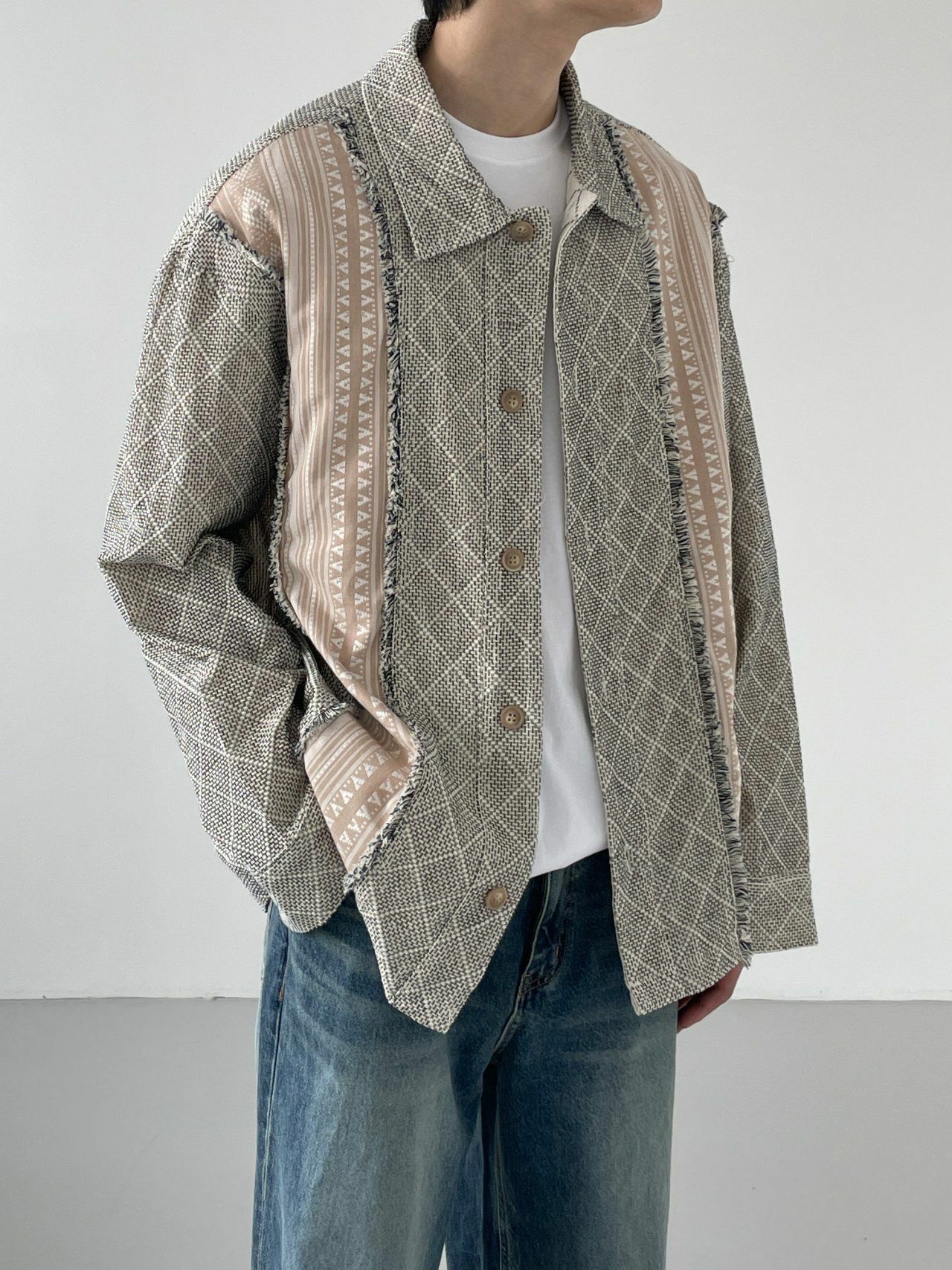 花紋拼布長袖恤衫 S2284