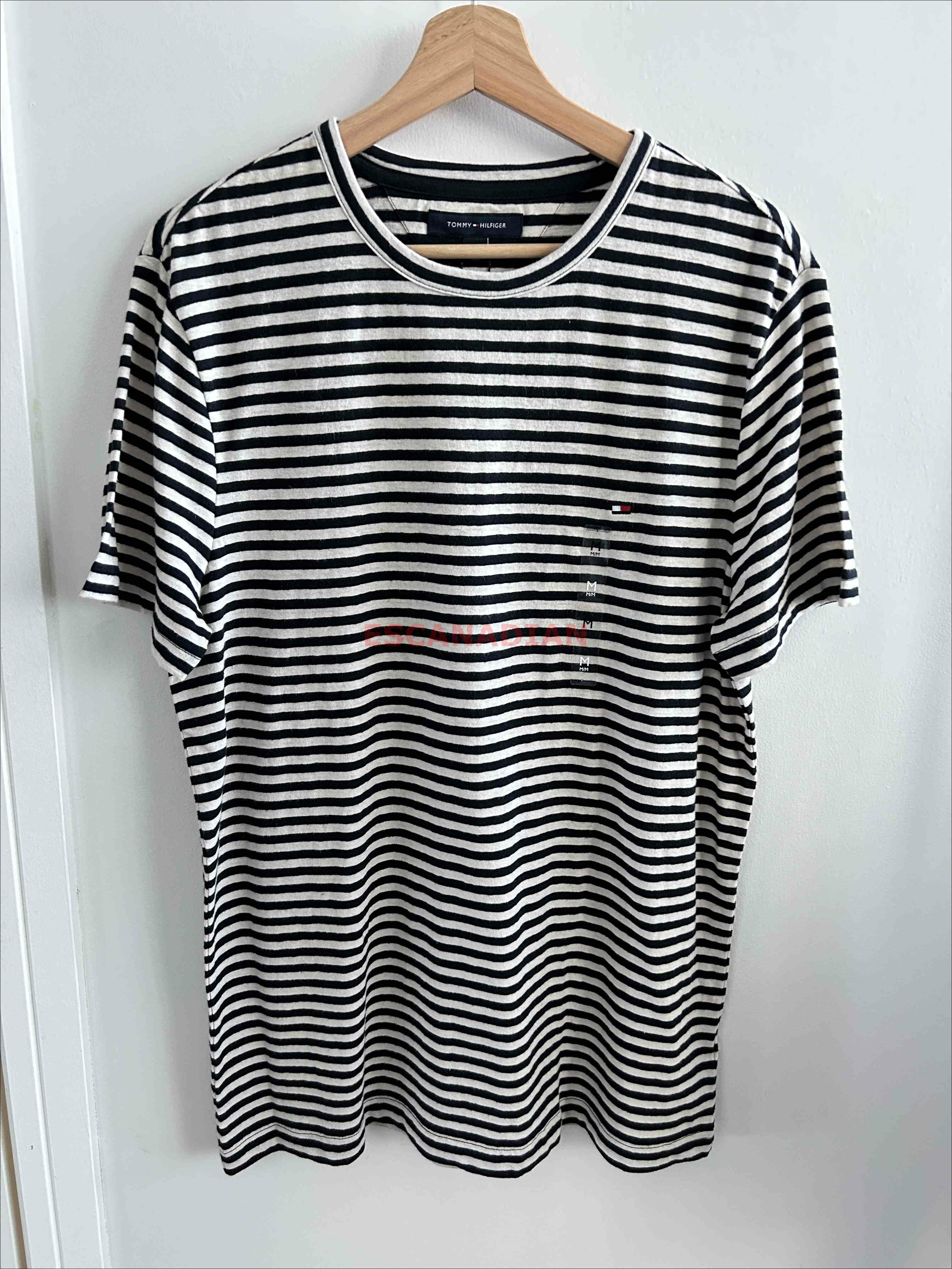 TOMMY 男大人 竹節棉材質 橫條紋 短TEE