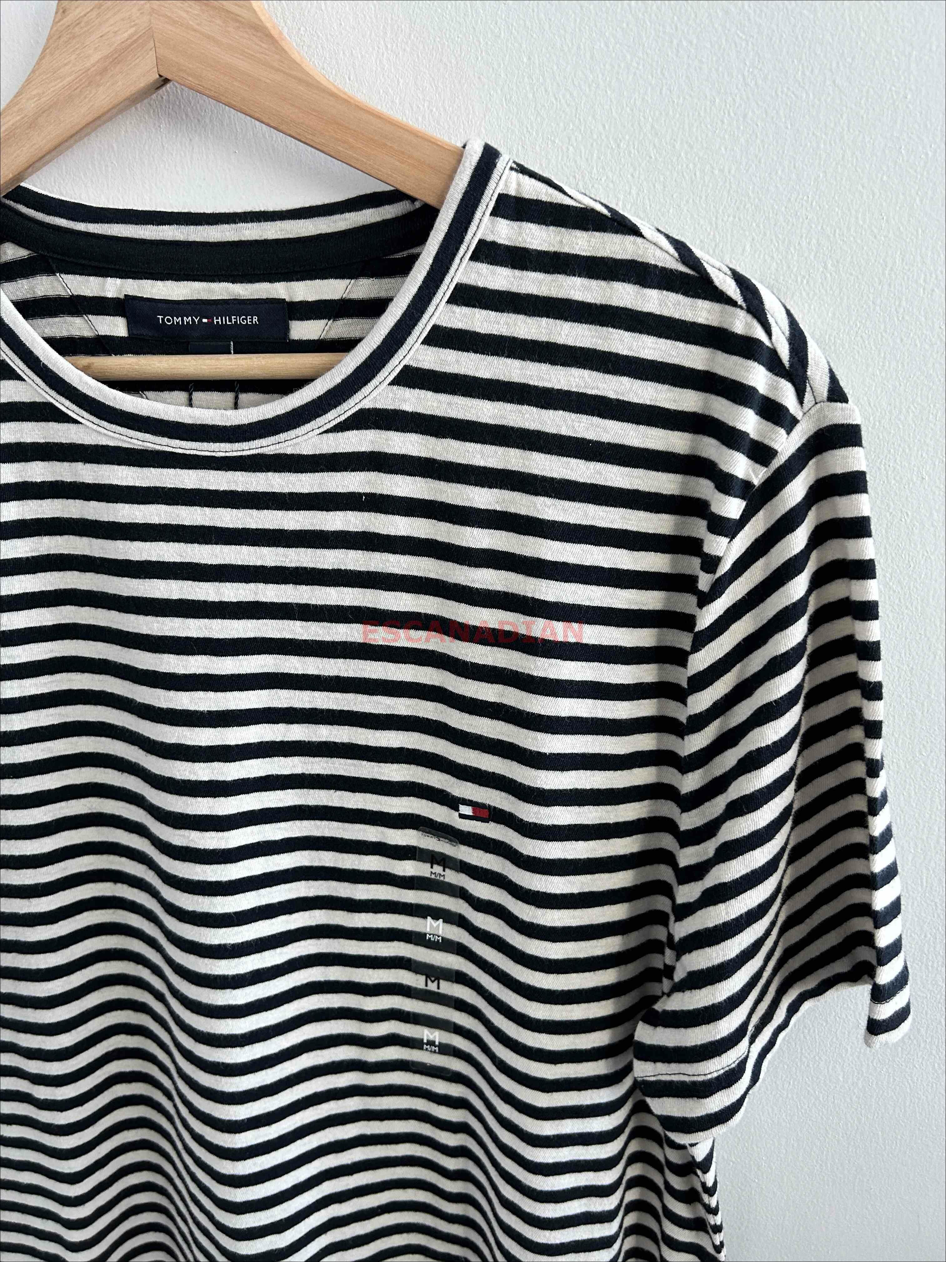 TOMMY 男大人 竹節棉材質 橫條紋 短TEE