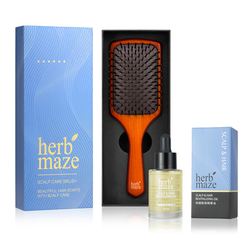 強健髮根精華油及頭皮健康按摩梳組