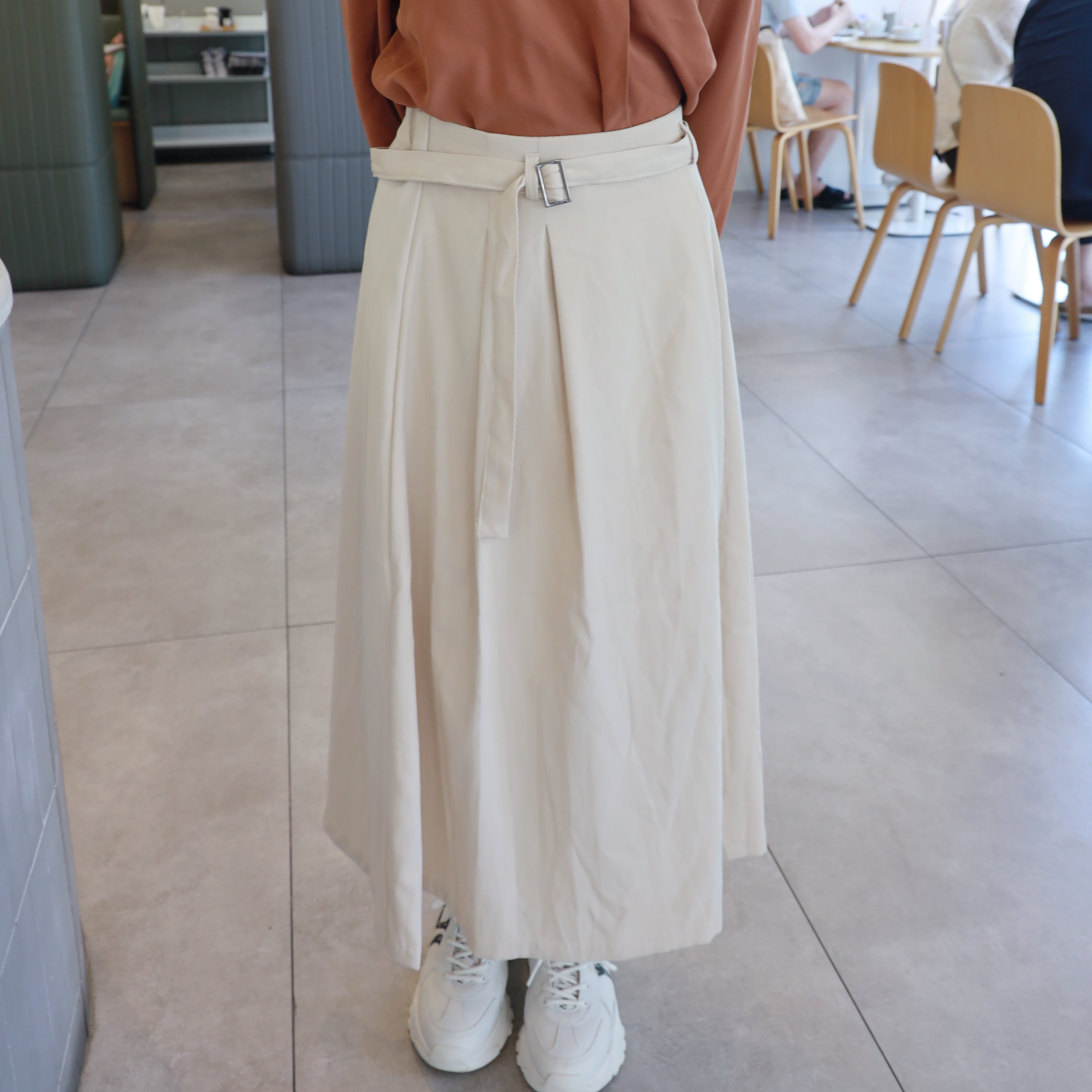 ||SKl246||  秋薄簡約綁帶直身長裙