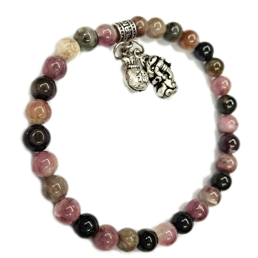 貔貅+錢袋925純銀+碧璽手珠6mm【十方】139310