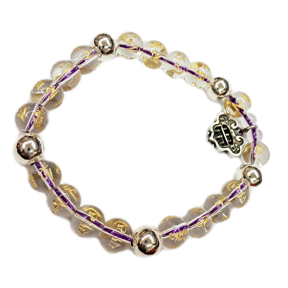 如意{純銀}&六字真言水晶手珠8mm【十方】153490