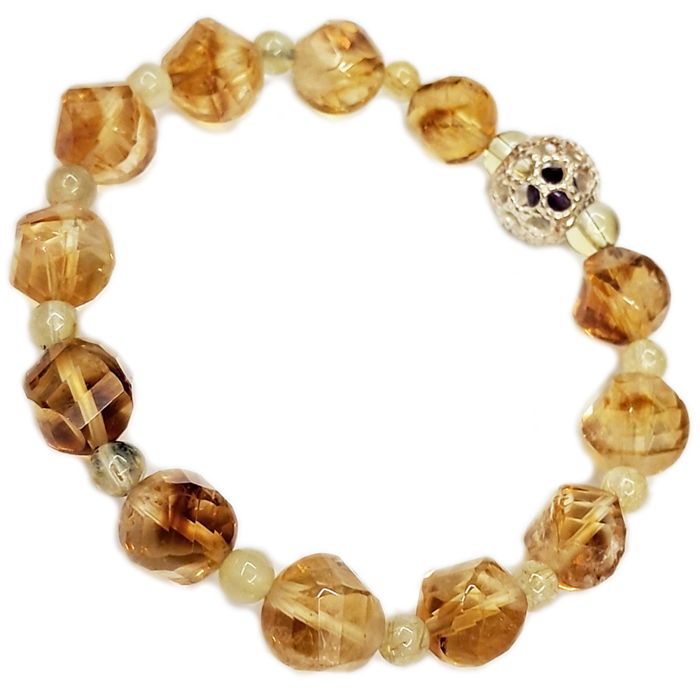 捕夢網{純銀}&黃晶{旋轉}手珠10mm【十方】153511