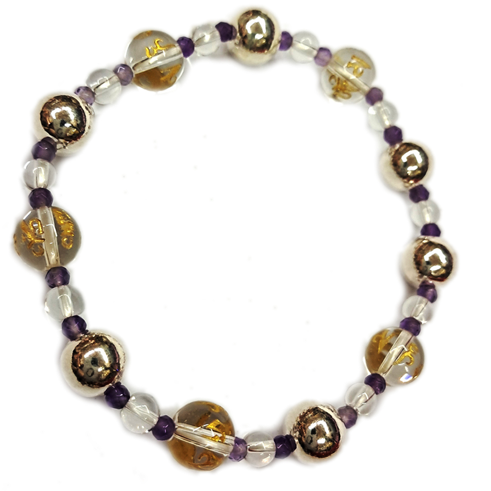 六字真言{水晶}&紫晶&純銀手珠8mm【十方】153550