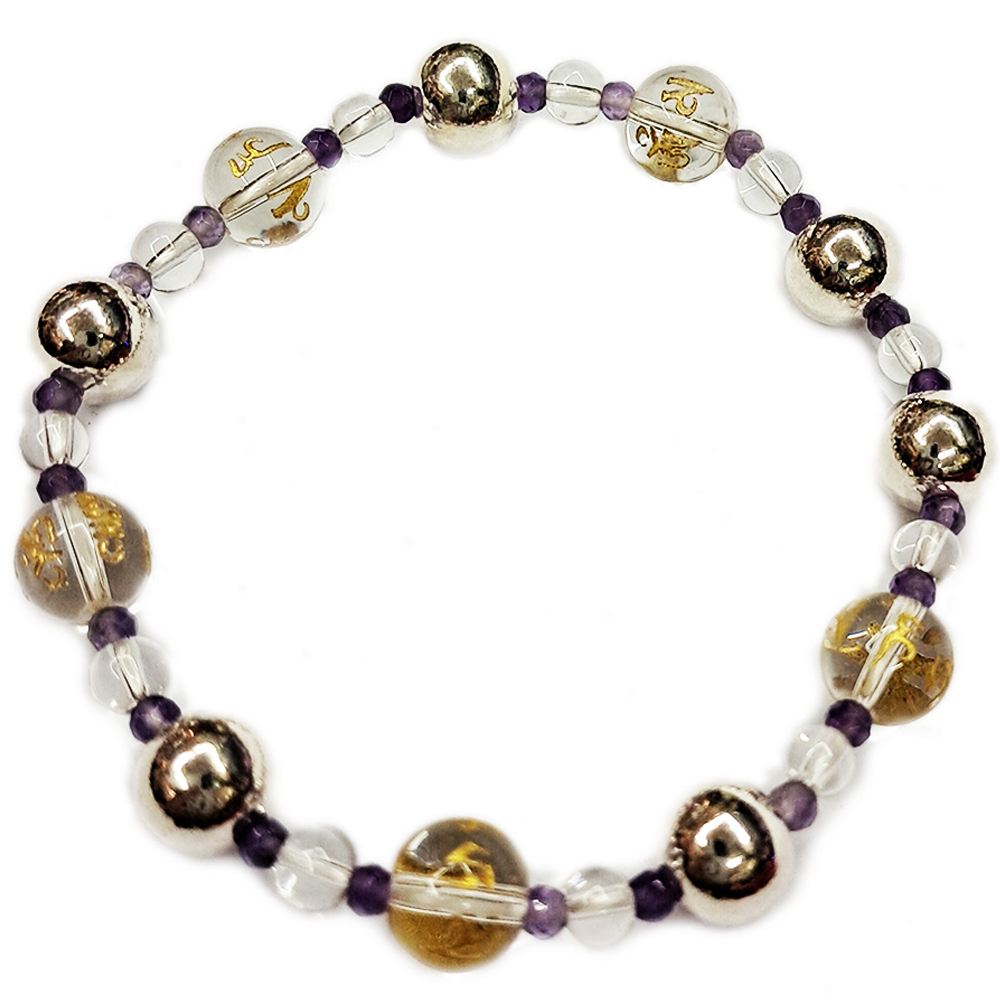 六字真言{水晶}&紫晶&純銀手珠8mm【十方】153550