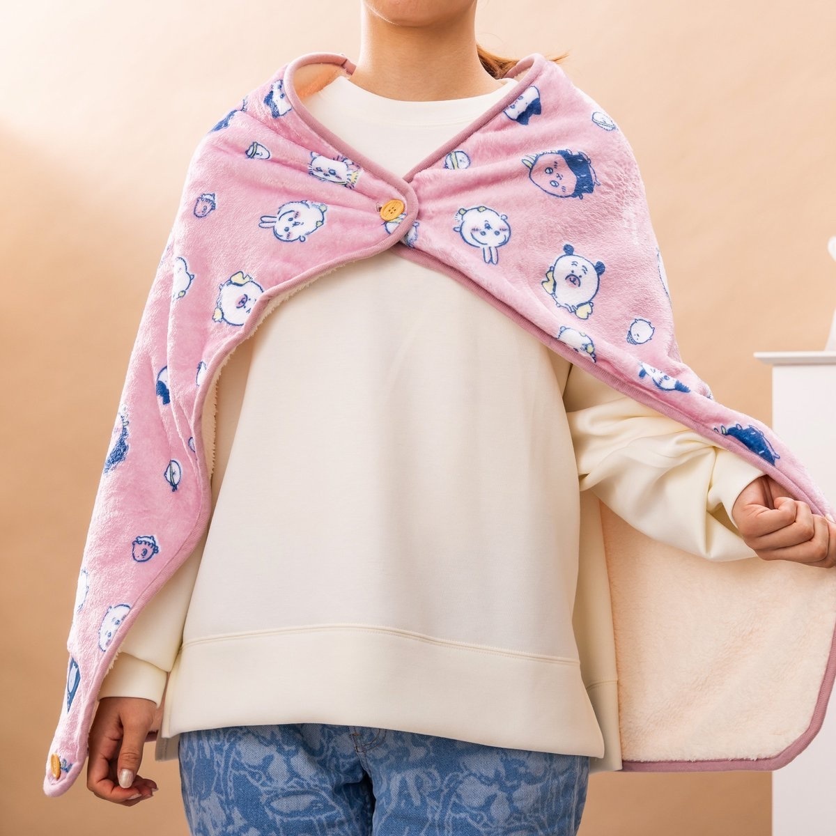 預訂｜白熊 暖笠笠 ! 3 Way Blanket 毛毯 (粉紅色)