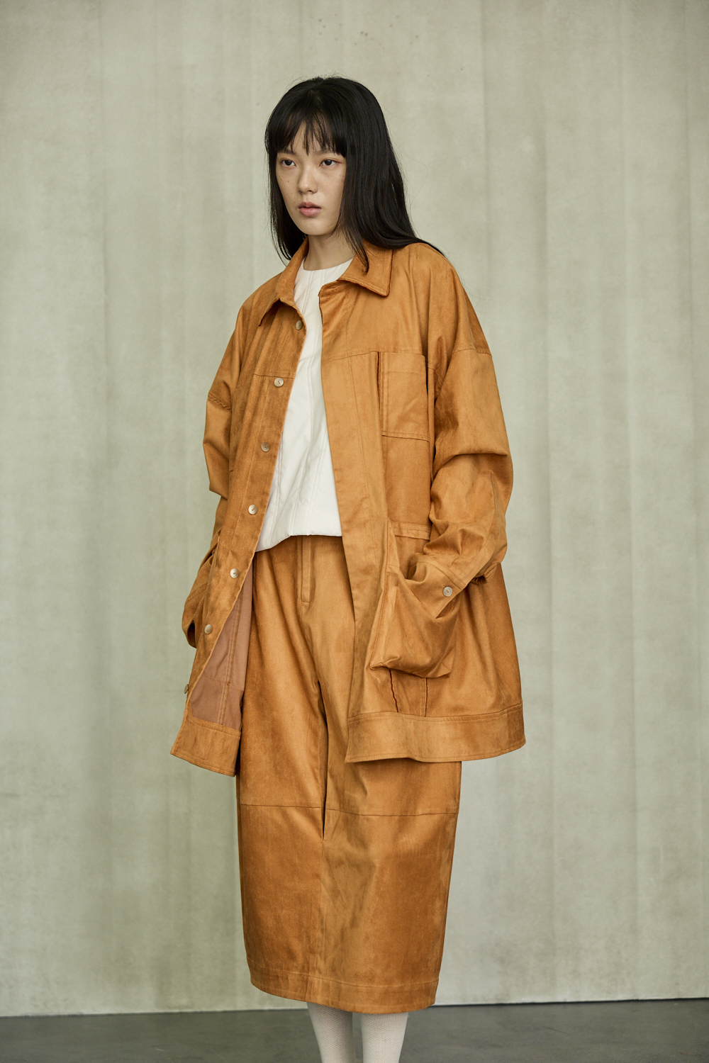 大口袋剪接外套