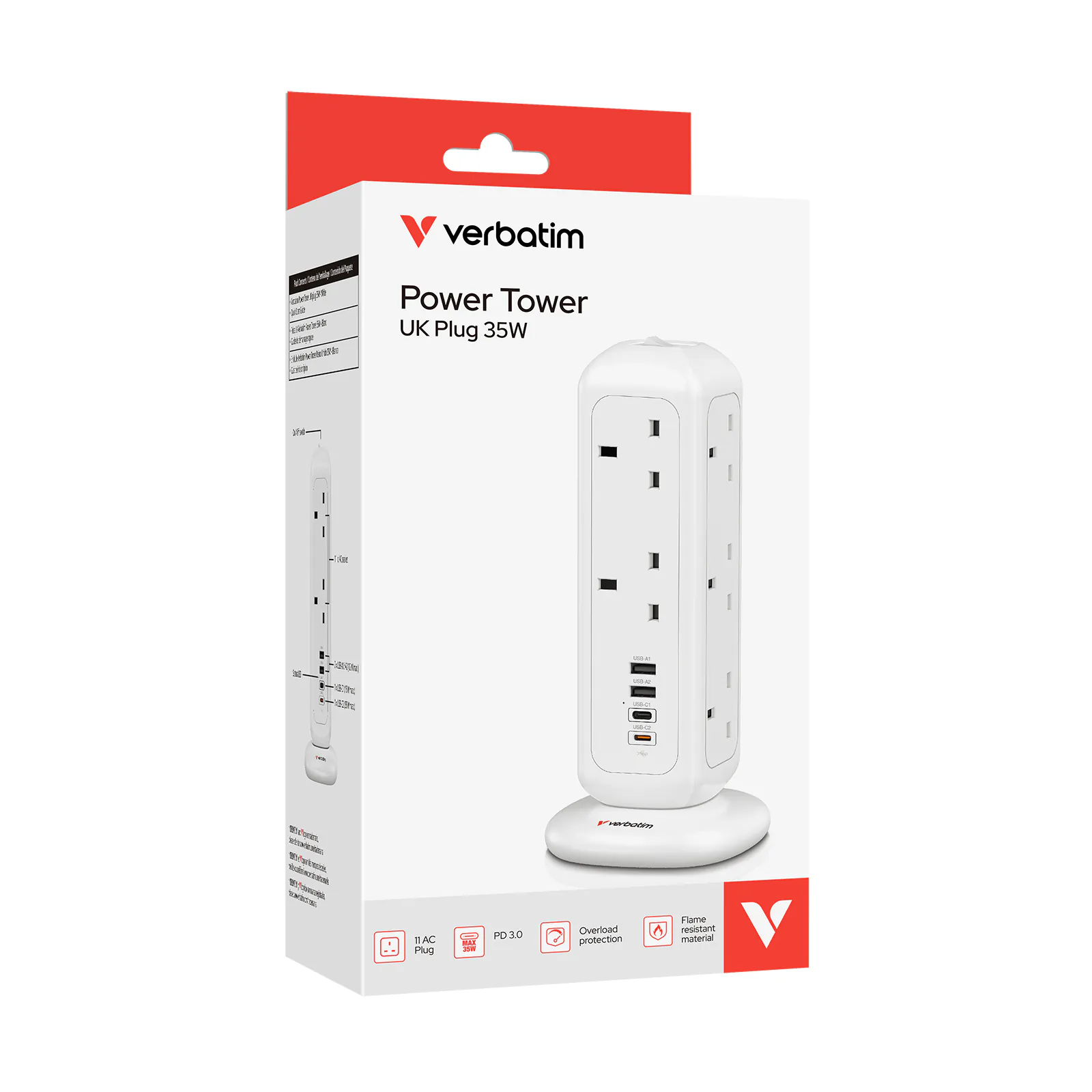 Verbatim Power Tower 11AC PD3.0 35W 直立式11位拖板