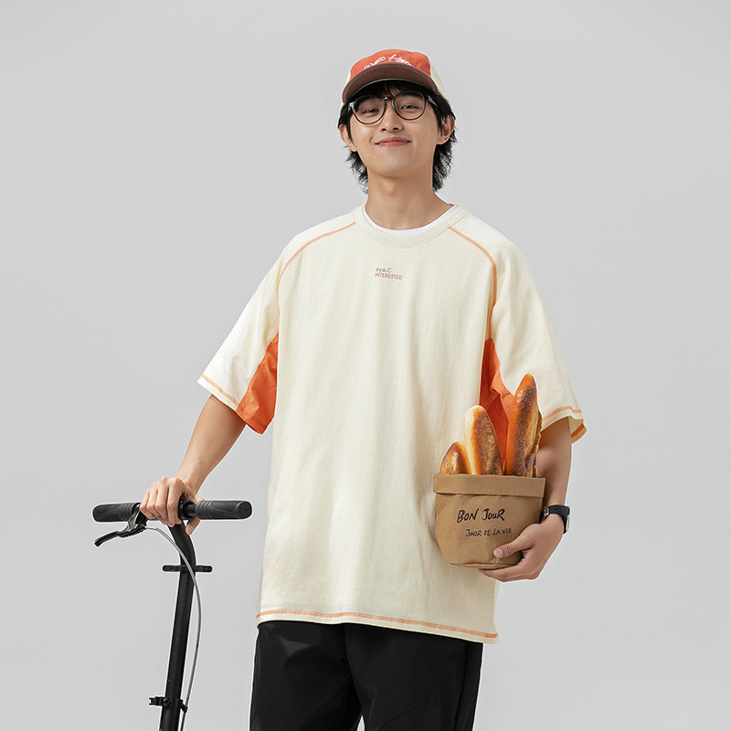 10M01 線條拼接感短袖棉TEE 三色