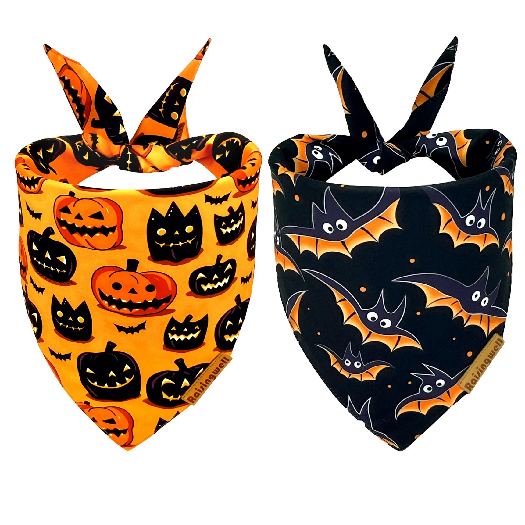 《 Raisingwell 》節日系列領巾｜萬聖節（南瓜/蝙蝠）