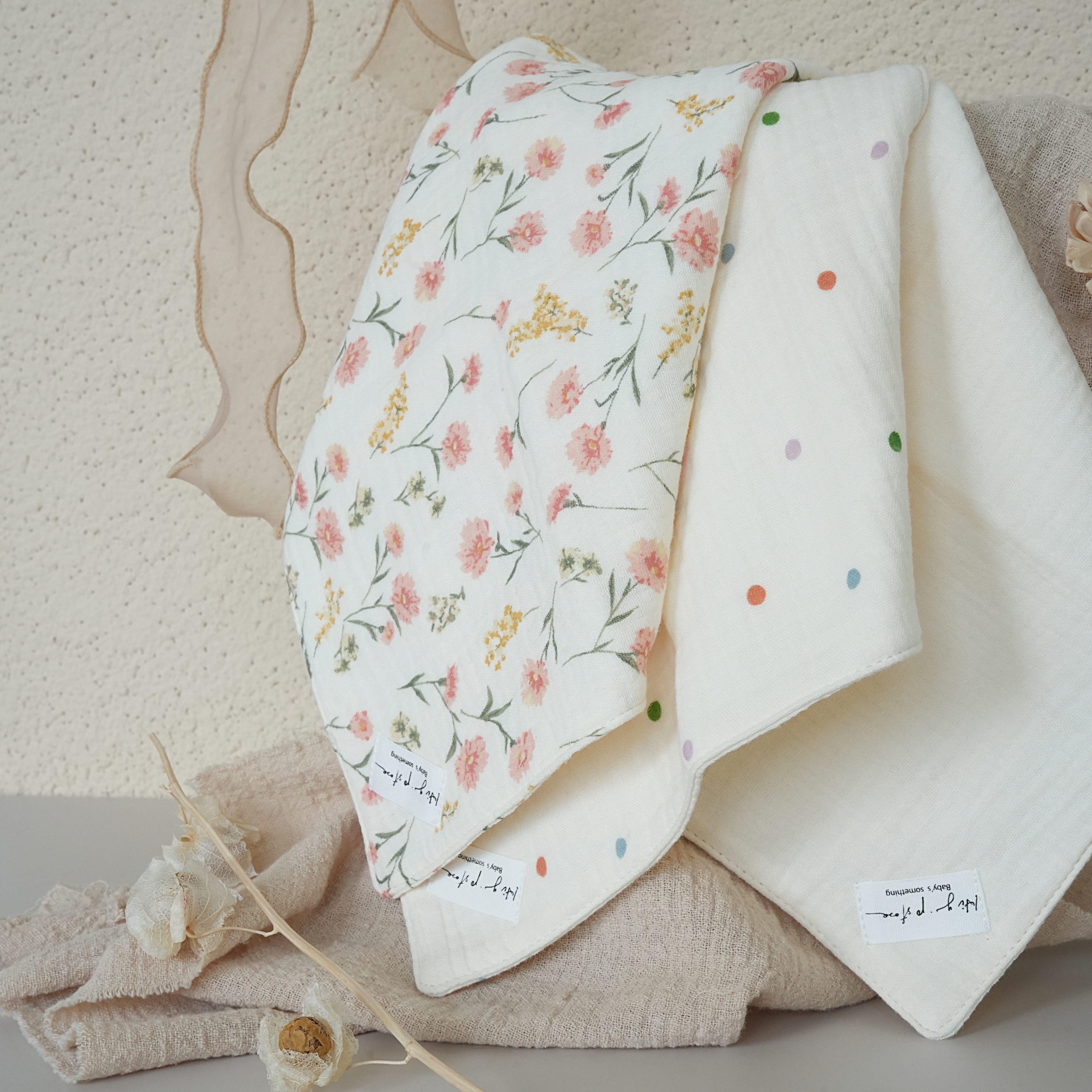 Hi Y.P store-手作六層紗紗布巾-康乃馨(3件組)