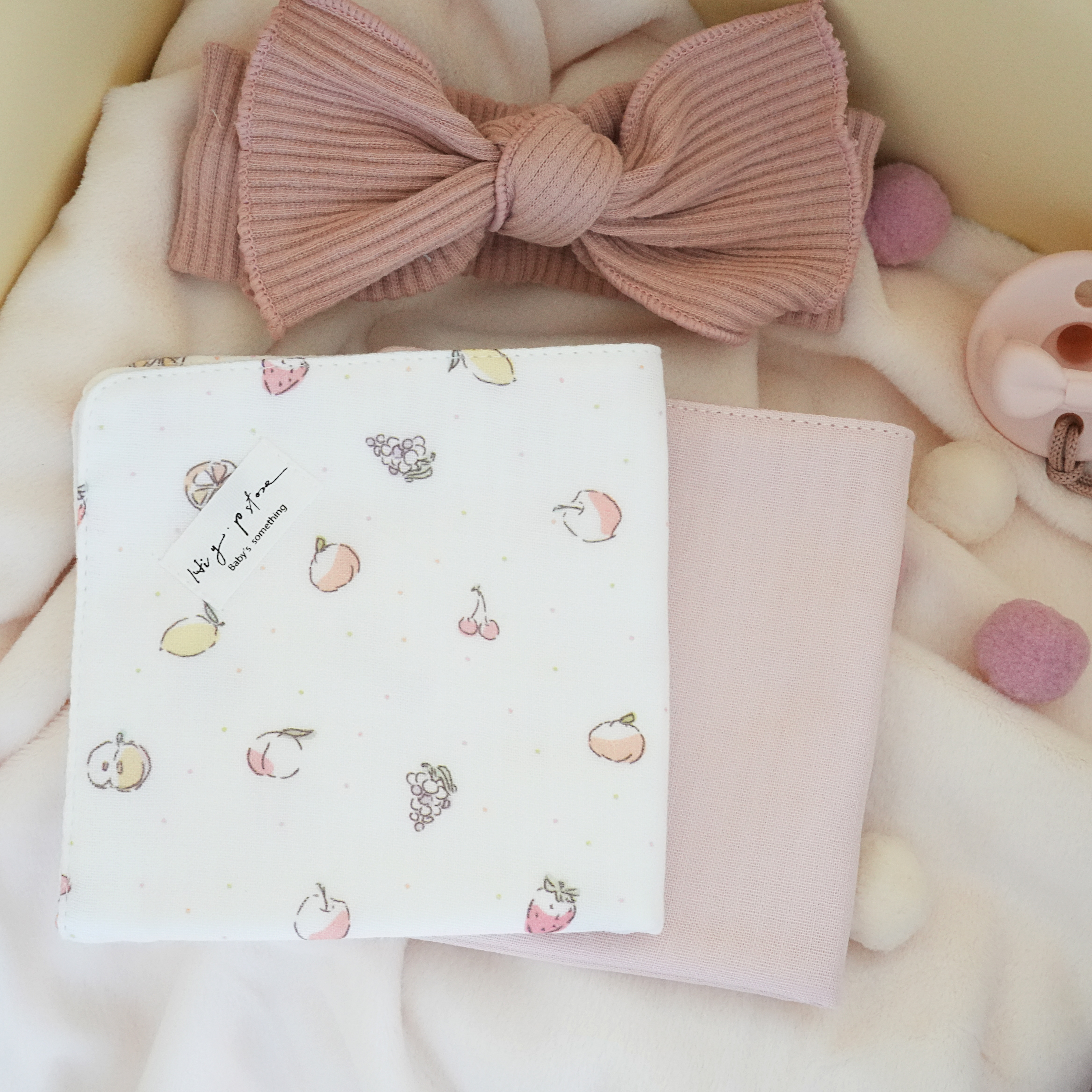 Hi Y.P store-手作六層紗紗布巾-獨家設計款-水果甜心（2件組)