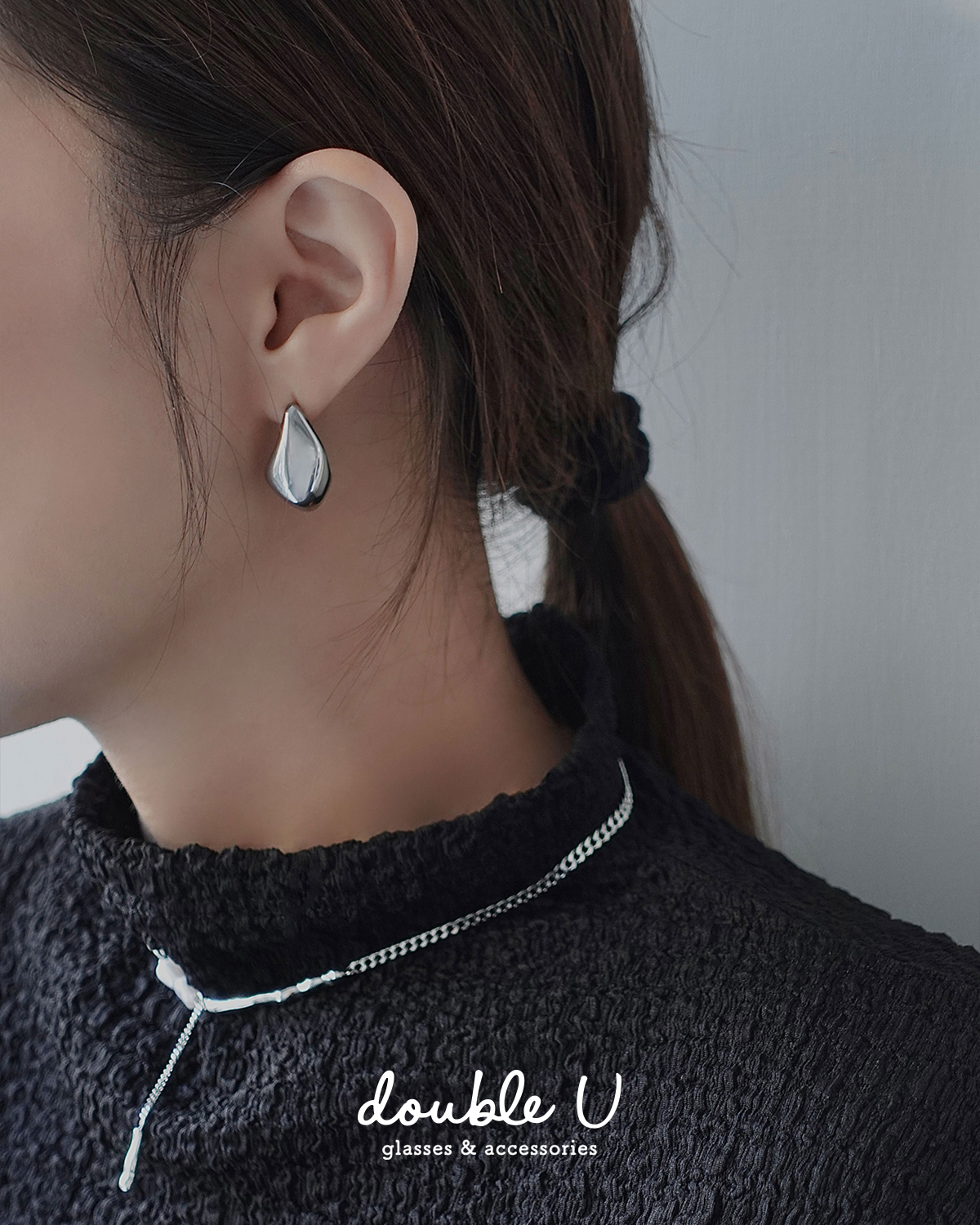 金屬液態感鋼飾耳環 (FEX10441)