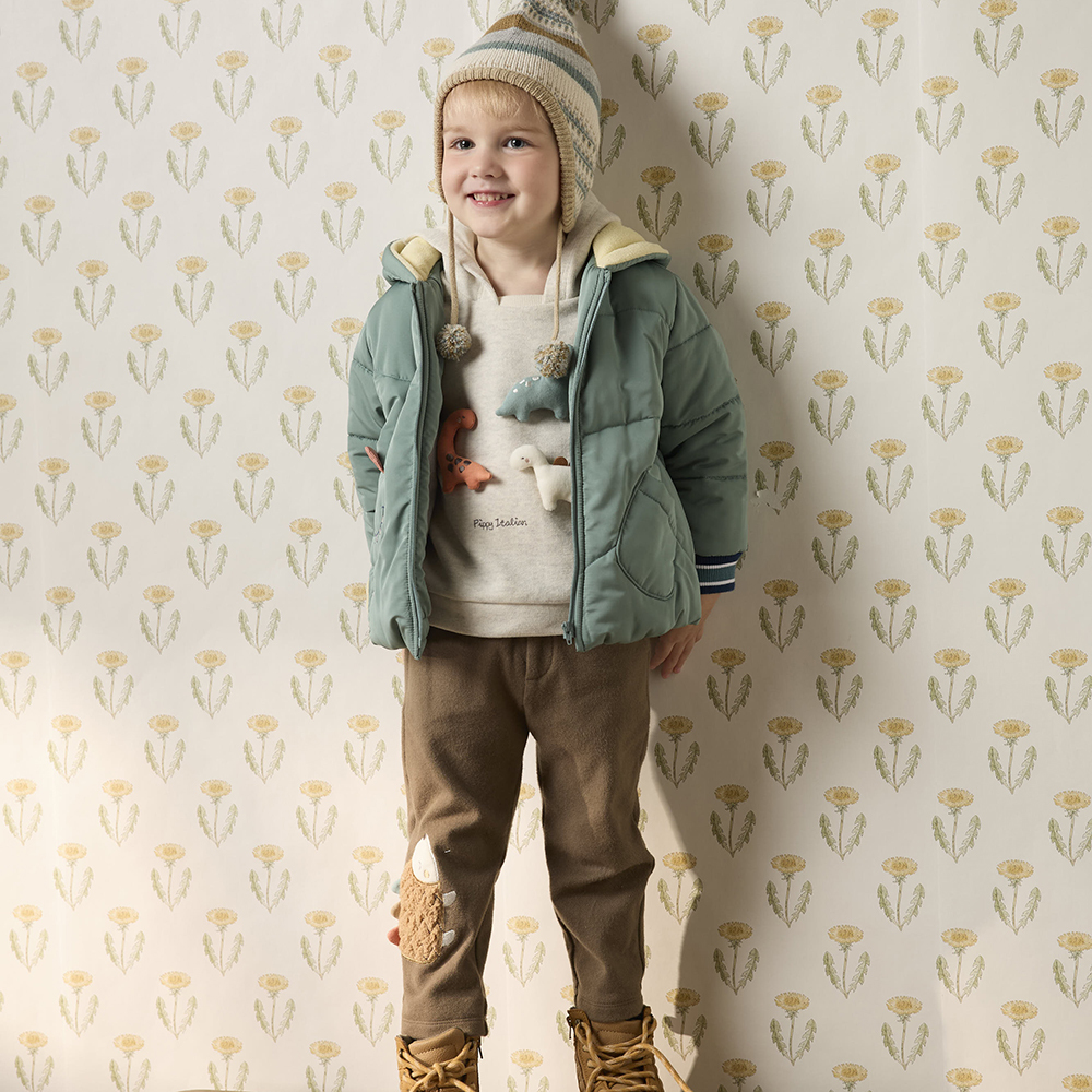 PIPPY 可愛小刺蝟繡花棉質長褲 棕