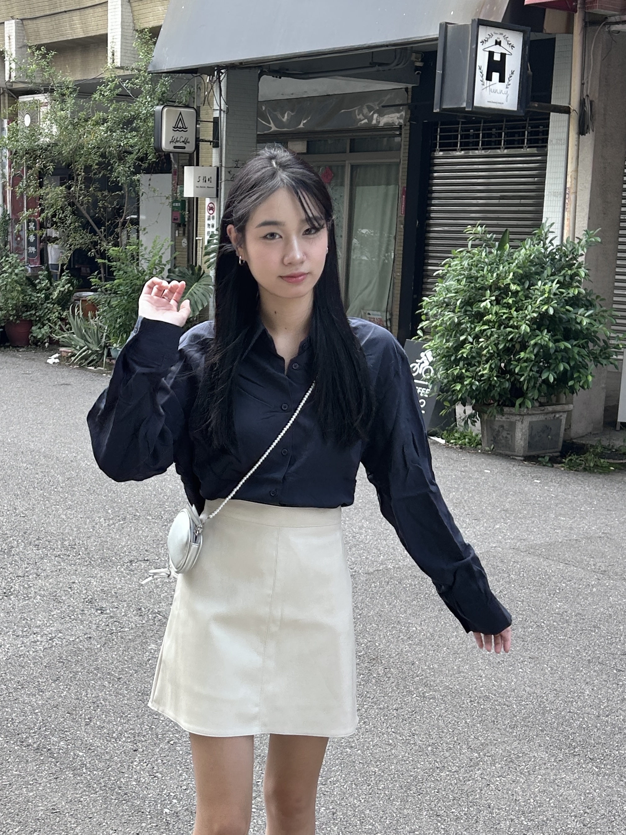 水洗後造型綁帶襯衫*