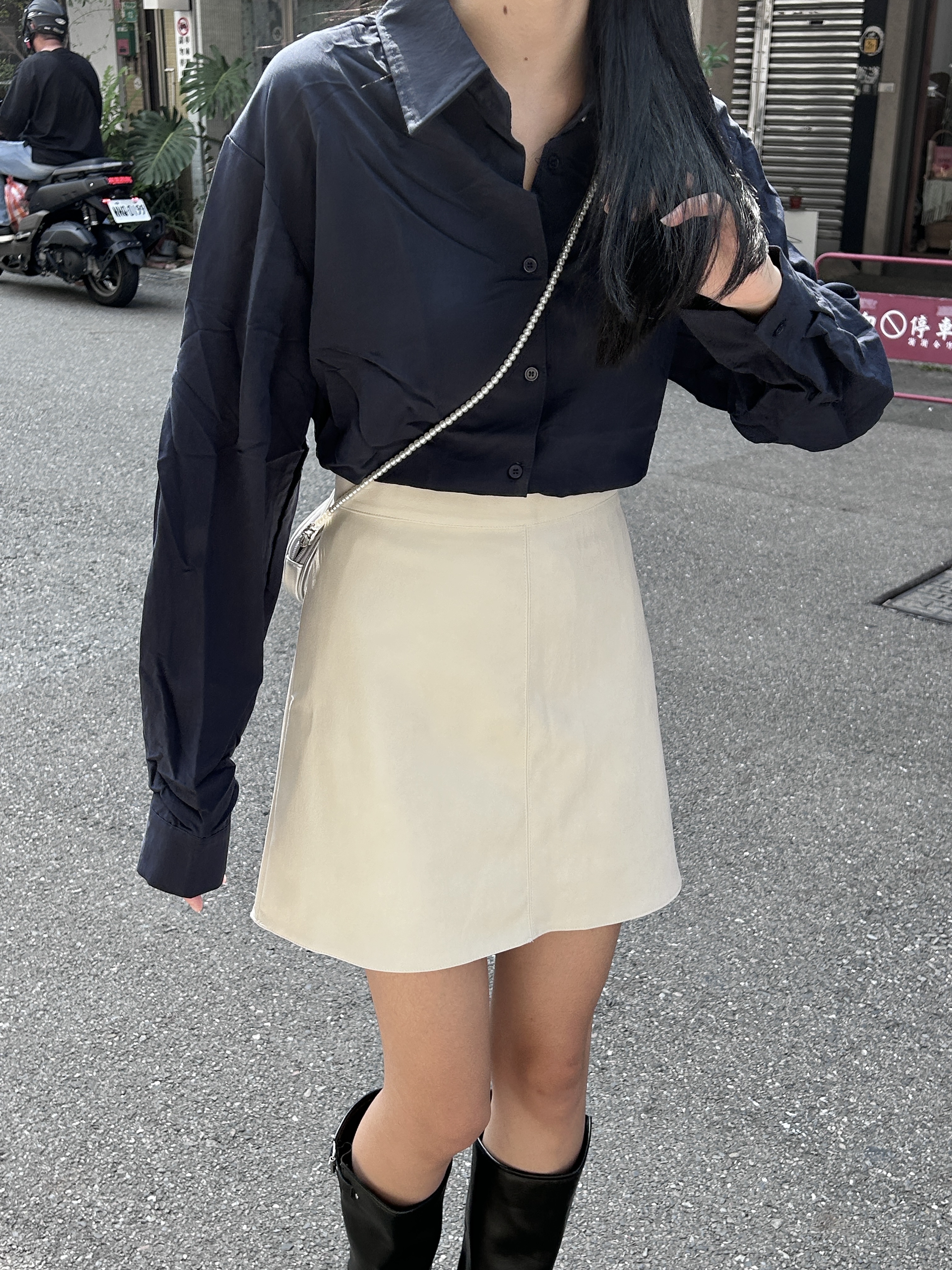 水洗後造型綁帶襯衫*