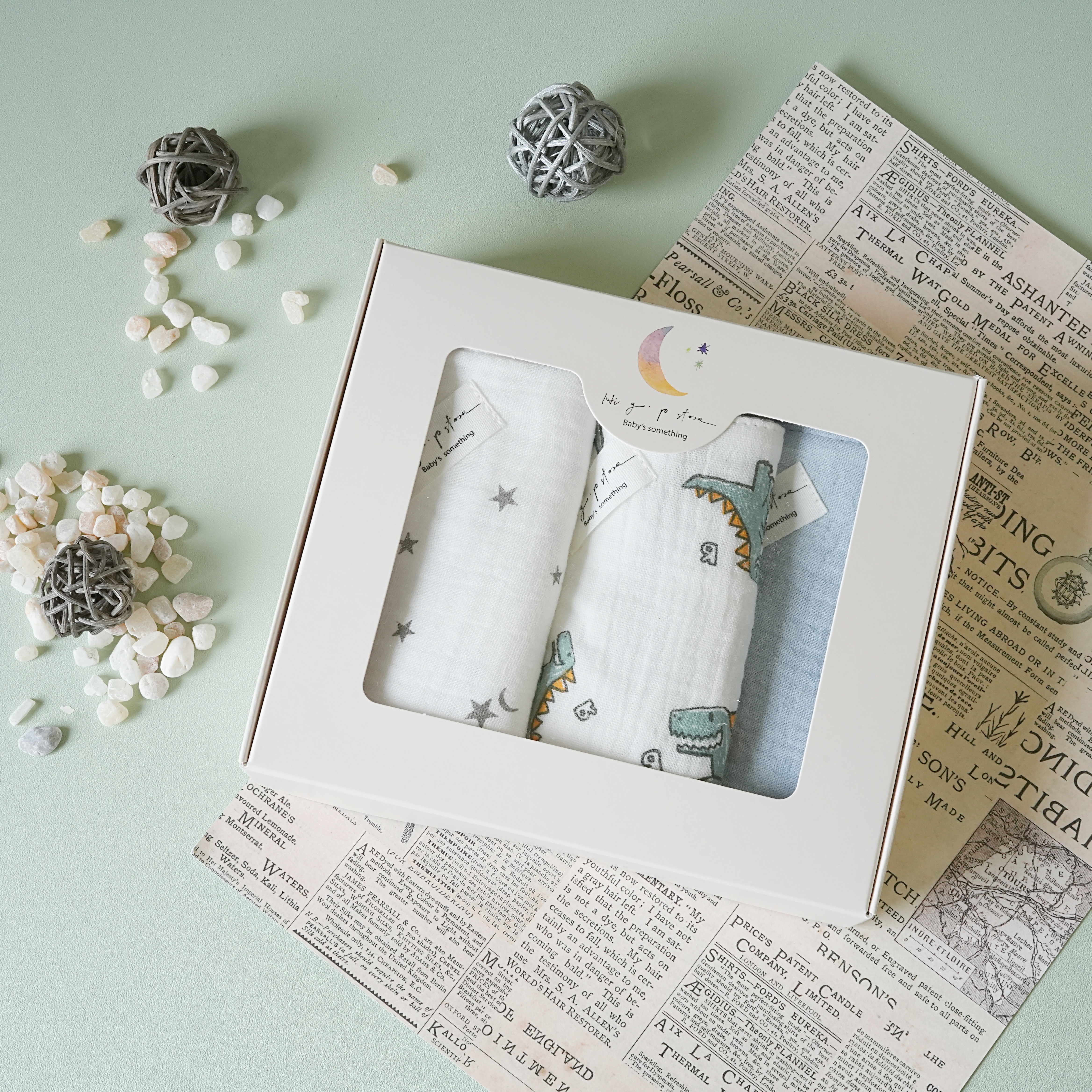 Hi Y.P store-手作六層紗紗布巾-塗鴉恐龍(3件組)