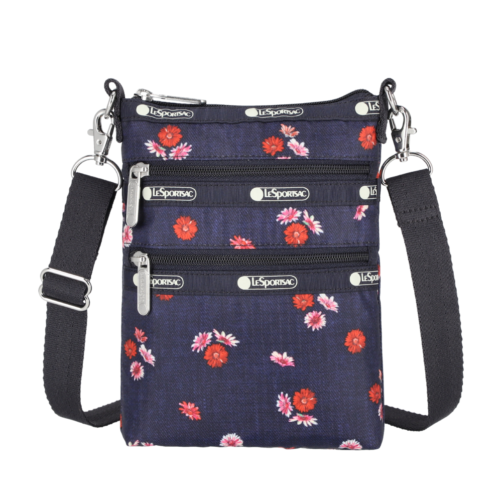 LeSportsac - 3 ZIP CROSSBODY 三層拉鍊斜背包 - 丹寧雛菊