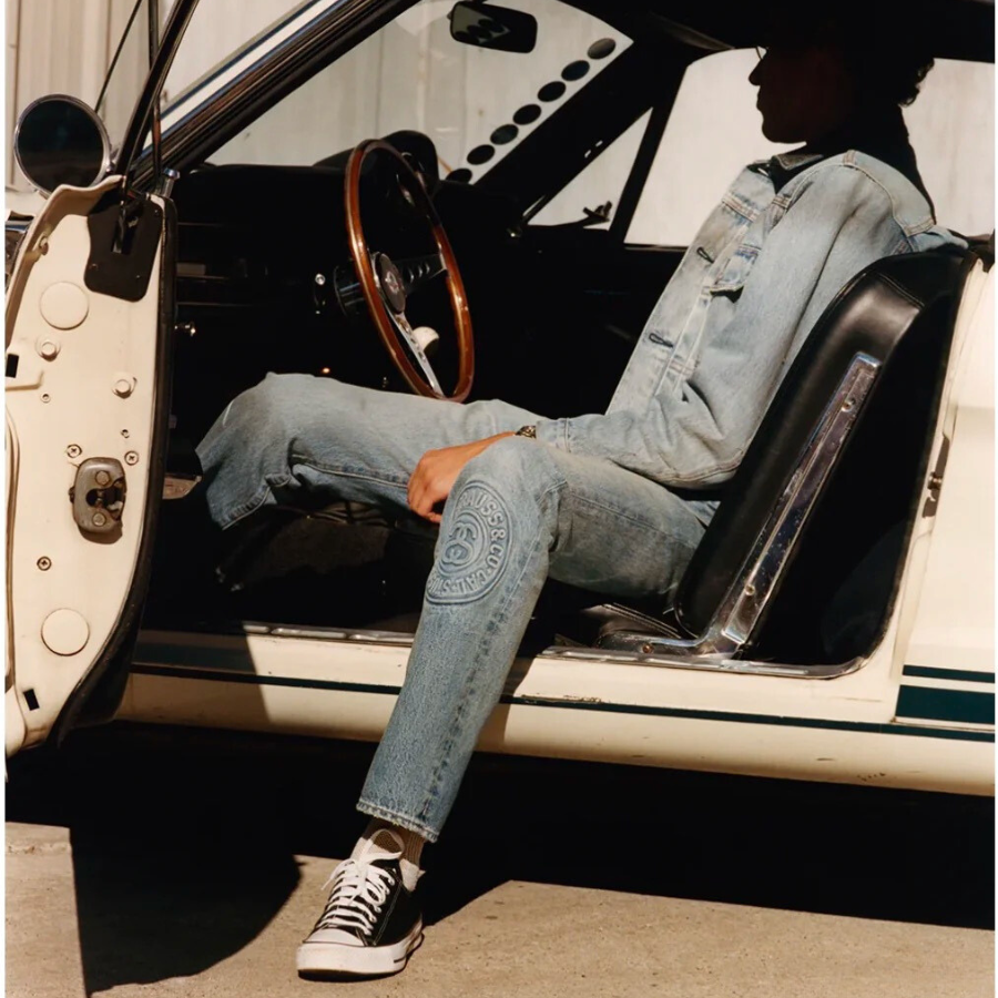 【Hao nice】24SS STUSSY x Levi's 聯名🍁150週年浮雕印章logo長褲 牛仔褲 直筒褲 紀念