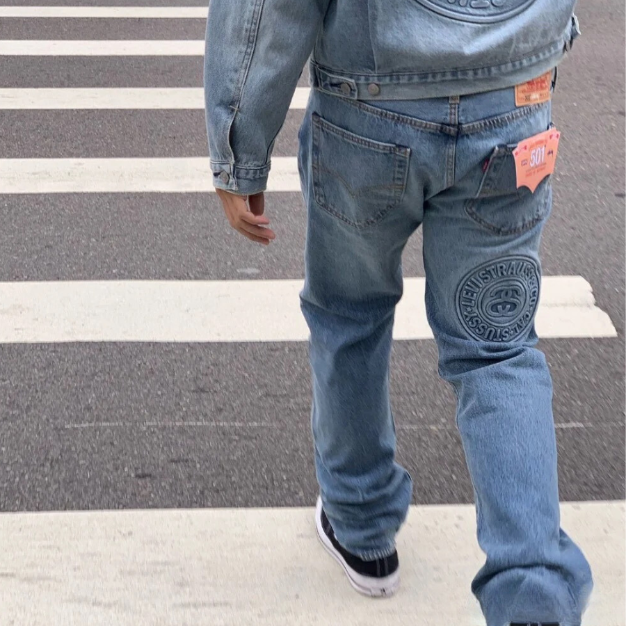 【Hao nice】24SS STUSSY x Levi's 聯名🍁150週年浮雕印章logo長褲 牛仔褲 直筒褲 紀念