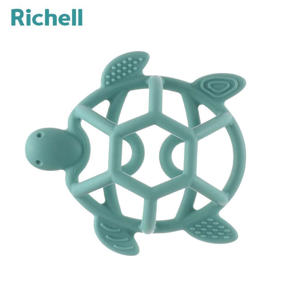 【Richell 利其爾】 3D互動矽膠固齒器 勤奮龜  (3 個月以上適用)  安撫玩具