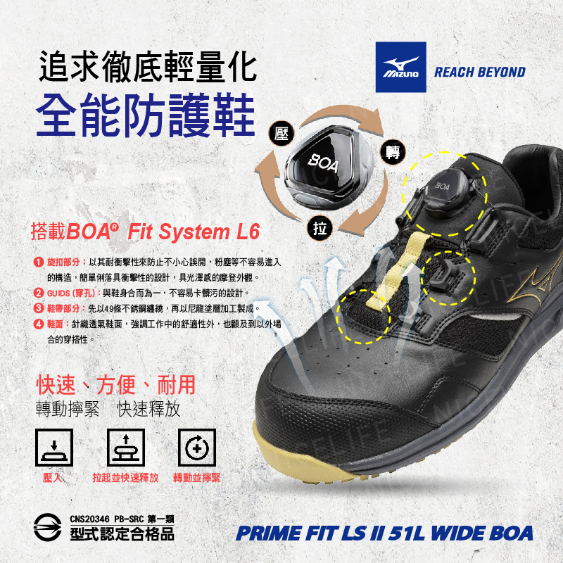 【MIZUNO美津濃｜LS II 51L WIDE BOA蛇眼 全能防護鞋】