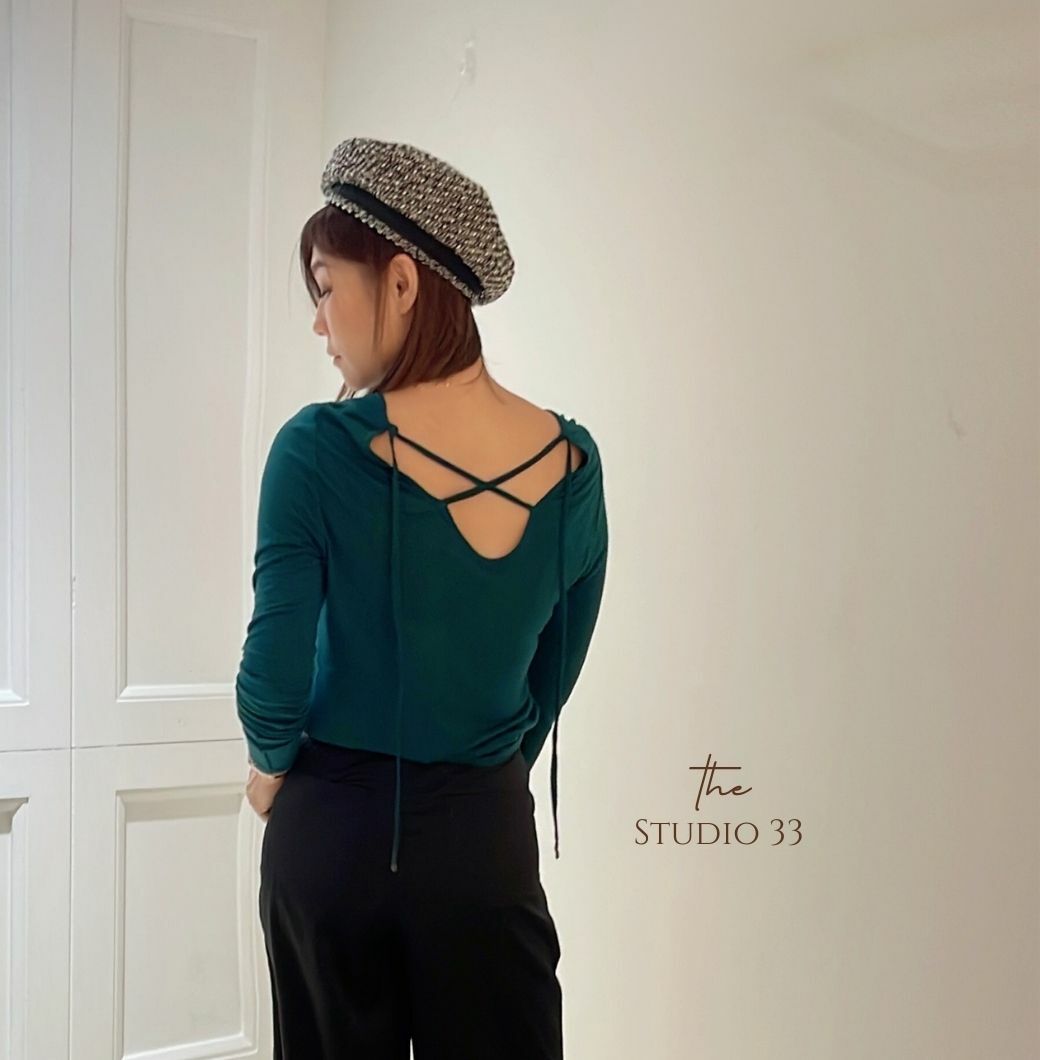 秋語薄款柔棉綁帶上衣